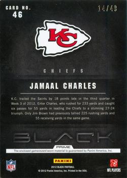 2012 Panini Black - NFL Equipment Prime #46 Jamaal Charles Back