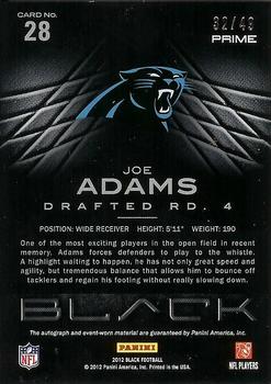 2012 Panini Black - Rookie Signature Materials Prime Platinum #28 Joe Adams Back