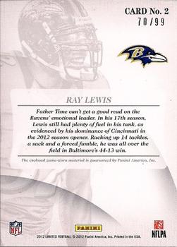 2012 Panini Limited - Threads #2 Ray Lewis Back