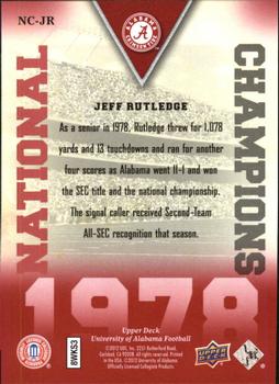 2012 Upper Deck University of Alabama - National Champions #NCJR Jeff Rutledge Back