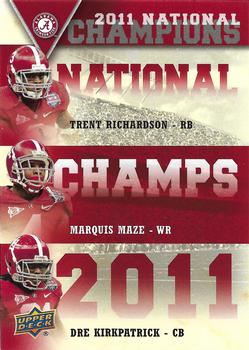 2012 Upper Deck University of Alabama - National Champions Triple #NCTRMK Dre Kirkpatrick / Trent Richardson / Marquis Maze Front