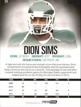 2013 Press Pass #39 Dion Sims Back