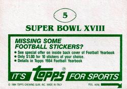 1984 Topps Stickers #5 Marcus Allen Back