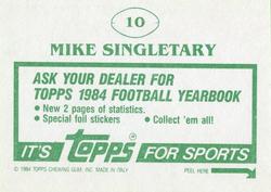 1984 Topps Stickers #10 Mike Singletary Back