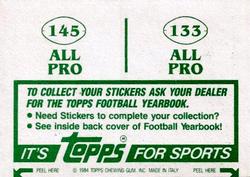 1984 Topps Stickers #133 / 145 Carl Birdsong / Ali Haji-Sheikh Back