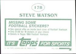 1984 Topps Stickers #178 Steve Watson Back
