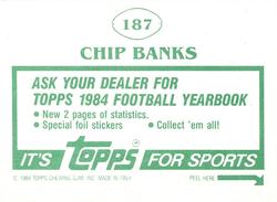 1984 Topps Stickers #187 Chip Banks Back