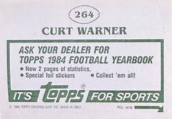 1984 Topps Stickers #264 Curt Warner Back