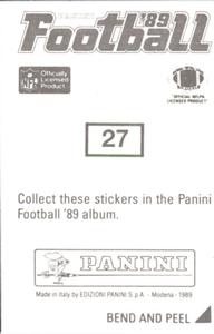 1989 Panini Stickers #27 Mike Singletary Back