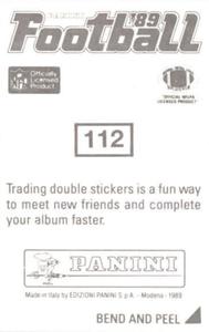 1989 Panini Stickers #112 Lonzell Hill Back