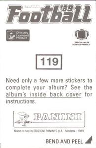 1989 Panini Stickers #119 Mark Bavaro Back