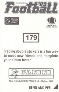 1989 Panini Stickers #179 Vinny Testaverde Back
