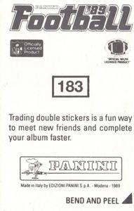 1989 Panini Stickers #183 Ricky Reynolds Back