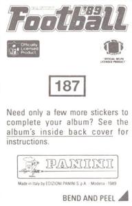 1989 Panini Stickers #187 Darrell Green Back