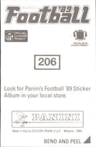 1989 Panini Stickers #206 Jay Hilgenberg Back