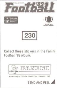 1989 Panini Stickers #230 Kent Hull Back