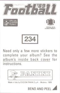 1989 Panini Stickers #234 Ickey Woods Back