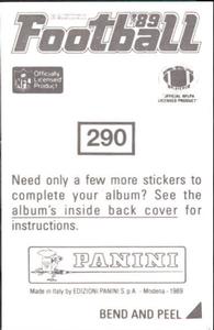1989 Panini Stickers #290 Chris Chandler Back