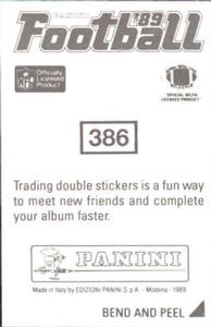 1989 Panini Stickers #386 Lee Williams Back