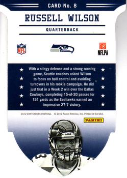 2012 Panini Contenders - ROY Contenders #8 Russell Wilson Back