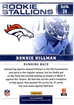 2012 Panini Contenders - Rookie Stallions #24 Ronnie Hillman Back