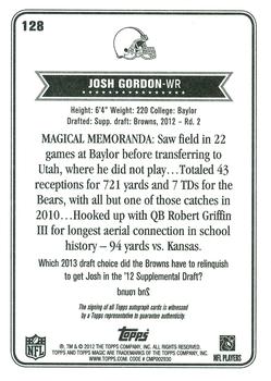 2012 Topps Magic - Autographs #128 Josh Gordon Back