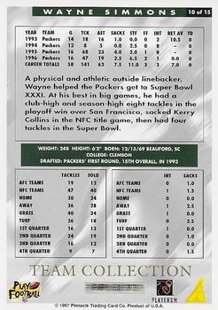 1997 Score Green Bay Packers #10 Wayne Simmons Back