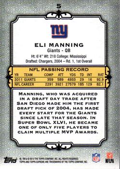 2012 Topps Supreme - Violet #5 Eli Manning Back