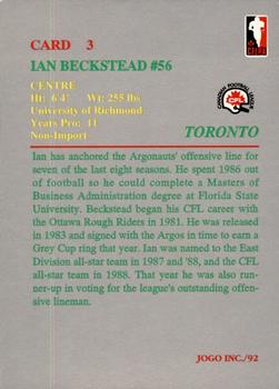 1992 JOGO #3 Ian Beckstead Back