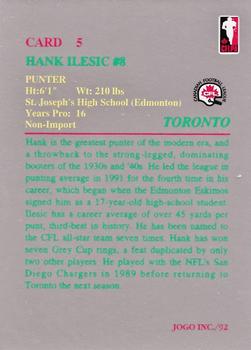 1992 JOGO #5 Hank Ilesic Back