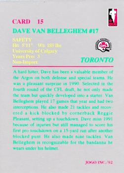 1992 JOGO #15 Dave VanBelleghem Back
