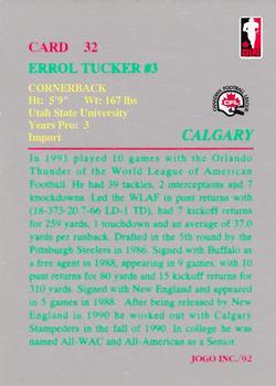 1992 JOGO #32 Erroll Tucker Back