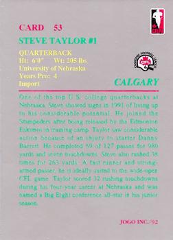 1992 JOGO #53 Steve Taylor Back