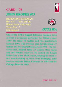 1992 JOGO #79 John Kropke Back