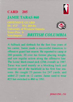 1992 JOGO #205 Jamie Taras Back