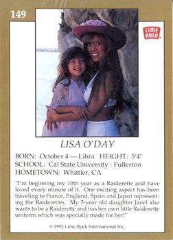1992 Lime Rock Pro Cheerleaders #149 Lisa O'Day Back
