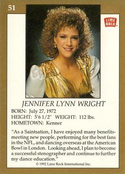 1992 Lime Rock Pro Cheerleaders #51 Jennifer Lynn Wright Back