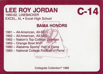 1989 Collegiate Collection Coke Alabama Crimson Tide (20) #C-14 Lee Roy Jordan Back