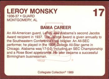 1989 Collegiate Collection Coke Alabama Crimson Tide (580) #17 Leroy Monsky Back