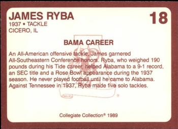 1989 Collegiate Collection Coke Alabama Crimson Tide (580) #18 James Ryba Back