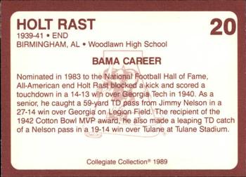 1989 Collegiate Collection Coke Alabama Crimson Tide (580) #20 Holt Rast Back