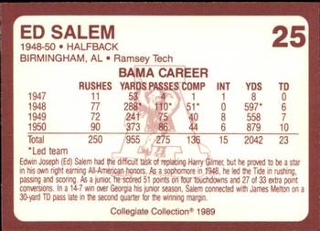 1989 Collegiate Collection Coke Alabama Crimson Tide (580) #25 Ed Salem Back