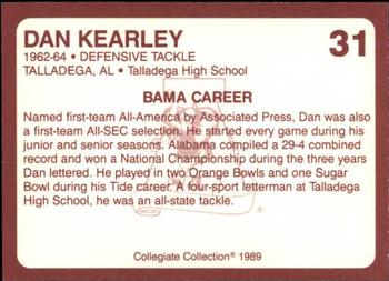 1989 Collegiate Collection Coke Alabama Crimson Tide (580) #31 Dan Kearley Back
