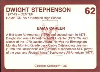 1989 Collegiate Collection Coke Alabama Crimson Tide (580) #62 Dwight Stephenson Back