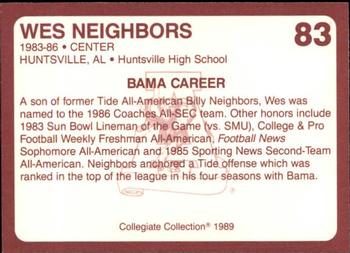 1989 Collegiate Collection Coke Alabama Crimson Tide (580) #83 Wes Neighbors Back