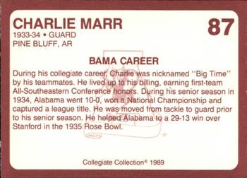 1989 Collegiate Collection Coke Alabama Crimson Tide (580) #87 Charlie Marr Back