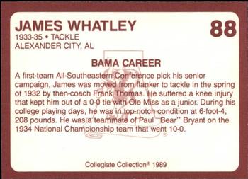 1989 Collegiate Collection Coke Alabama Crimson Tide (580) #88 James Whatley Back