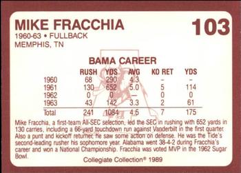 1989 Collegiate Collection Coke Alabama Crimson Tide (580) #103 Mike Fracchia Back