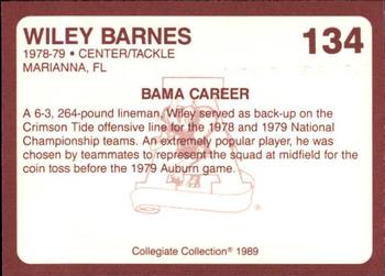 1989 Collegiate Collection Coke Alabama Crimson Tide (580) #134 Wiley Barnes Back