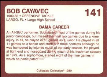 1989 Collegiate Collection Coke Alabama Crimson Tide (580) #141 Bob Cayavec Back